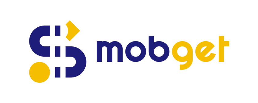 Símbolo abstrato com o nome Mobget ao lado.